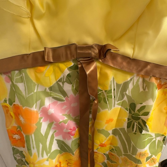 Montgomery Ward Vintage 60’s Yellow Floral Organza Maxi Dress Flouncy S Msrmnts - Picture 4 of 12